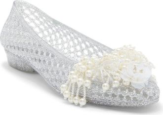 Jeffrey Campbell Wade-J Jelly Flat in Silver Glitter Pearl at Nordstrom Rack, Size 10