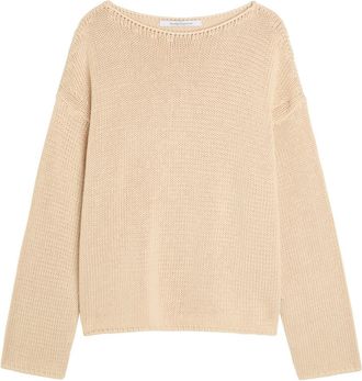 Another Tomorrow Draped Ribbed Cotton-knit Jumper - Beige - 42 (UK10 / S)