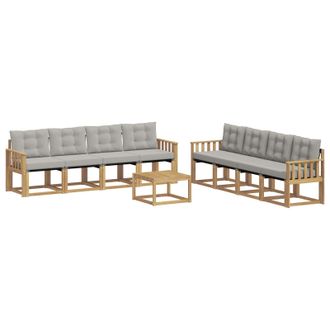 vidaXL Conjunto De Sof&aacute;s De Exterior 9 Pcs Blanco Y Gris Claro Vidaxl