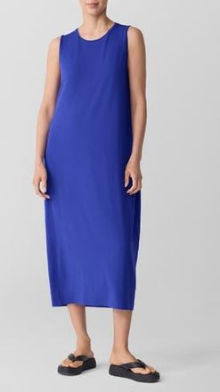 Eileen Fisher Round Neck Oval Stretch Sleeveless Midi Dress in Royal at Nordstrom Rack, Size Small