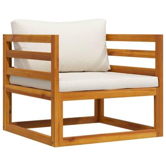 vidaXL Silla De Jard&iacute;n Y Cojines Color Crema Madera Maciza De Acacia Vidaxl