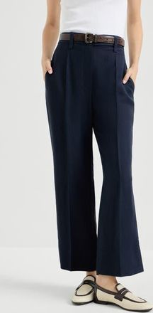 Brunello Cucinelli Square cigarette trousers in Blue at Nordstrom, Size 52 It