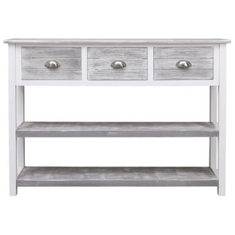 Berkfield Home Sideboard Antique Grey 108x30x76 cm Solid Paulownia Wood | Size: 108 x 30 x 76 cm