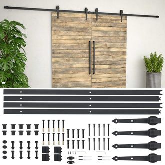 Berkfield Home Sliding Door Hardware Kit 2x183 cm Steel Black