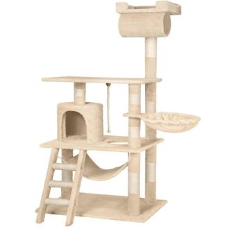 TecTake &Aacute;rbol rascador para gatos, postes de sisal, antivuelco, 141cm, beige