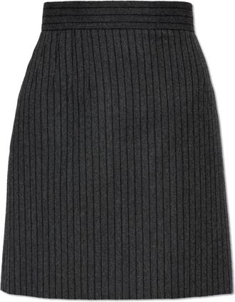 Versace Wool Striped Skirt - Dames - Korte rokken - Grijs - M - Wol - Rokken