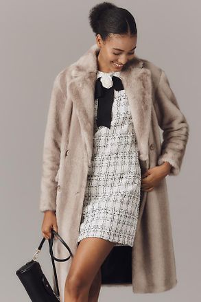 NVLT Mink Faux Fur Double-Breasted Coat Jacket