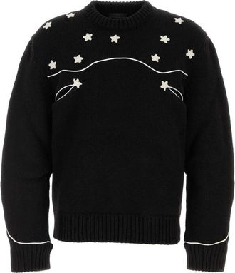Prada Black Wool Embroidered Sweater