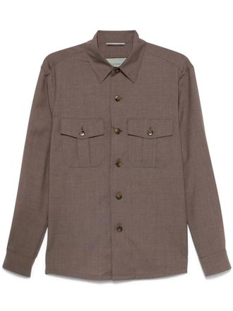 Canali wool shirt - men - Wool - 46 - Brown