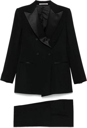 Tagliatore Double Breasted Suits, female, Black, Size: S Double-Breasted Suit Set