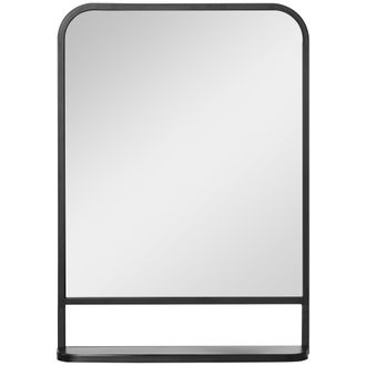 HOMCOM Rectangle Wall Mirror with Shelf 70 x 50 cm - for Living Room - Bedroom | TJ Hughes
