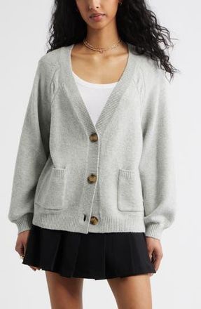 BP. Relaxed Everyday Cardigan in Grey Soft Heather at Nordstrom Rack, Size Small