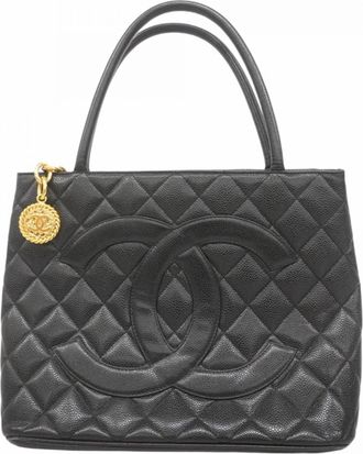 Chanel Black Grained Calfskin Tote Bag (Pre-Owned)