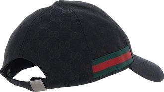 Gucci Mens Baseball Cap With Web Detail Black Gg Canvas Hat