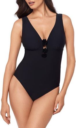 Magic Suit By Miraclesuit Wallis Plunge One-Piece Swimsuit in Black at Nordstrom, Size 14