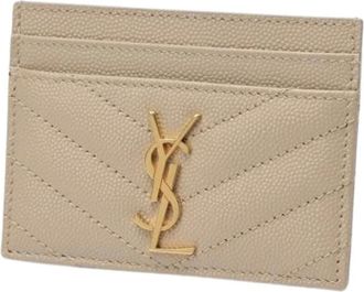 Saint Laurent Pre-owned Wallets, female, Beige, Size: ONE SIZE Pre-owned Card Case