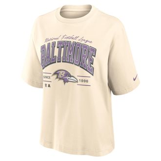 Nike Baltimore Ravens Vintage Mod Boxy Nike Womens NFL T-Shirt in White | 01CM15A8G-U9E