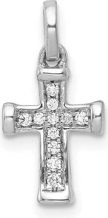 Diamond2Deal 10K Gold Small 1/20ct. Diamond Latin Cross Pendant