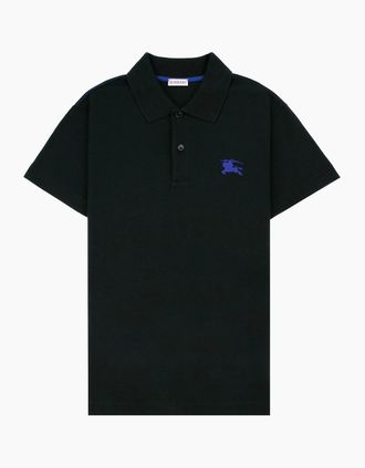 Burberry Mens Burberry EKD Logo Cotton Polo Black - Size: 46