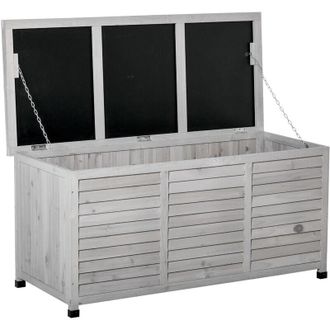 OUTSUNNY Panca Contenitore in Legno Cassapanca da Esterno Grigio - Outsunny