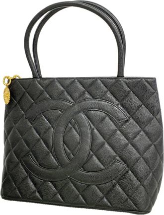 Chanel Black Grained Calfskin Tote Bag (Pre-Owned)