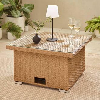 Furniturebox Orlando Rattan Rising Garden Coffee Dining Table in Beige