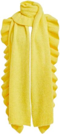 Essentiel Accessoires, Dames, Geel, ONE Size, Wol, Jamboree Oversized Sjaal met Ruffles