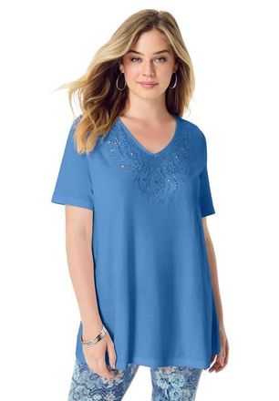 Roaman's Eyelet Swing Tee in Blue at Nordstrom, Size 28