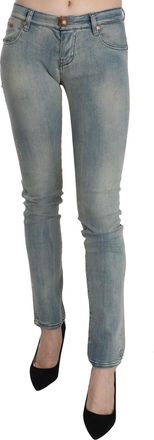 Plein Sud Washed Mid Waist Skinny Womens Jeans