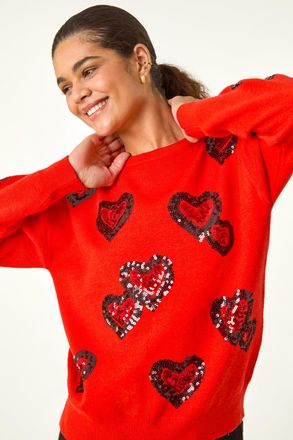 Roman Heart Sequin Detail Knit Jumper