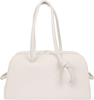 Jacquemus Ivory Hammered Leather Shoulder Bag