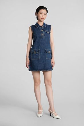 Self Portrait Mini Dress In Blue Cotton