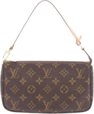 Louis Vuitton Pre-owned Pochette Accessoires Monogram Clutch - Dames - Vintage Mini Tas - Bruin - ONE Size - Leer - Vintage