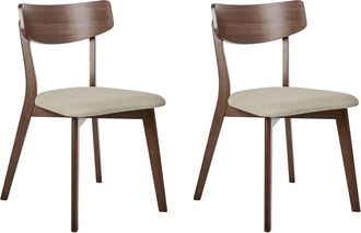 Beliani Conjunto de 2 sillas de comedor Madera Marr&oacute;n Beige