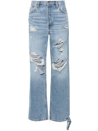 Re/Done Loose Long jeans - women - Cotton/Cotton/Polyester - 26 - Blue