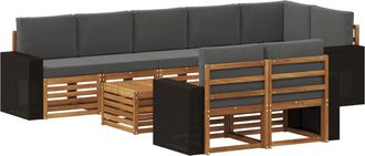 vidaXL Conjunto De Sof&aacute;s De Exterior 9 Uds. Natural Y Antracita Vidaxl
