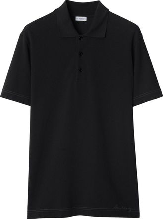 Burberry logo-embroidered cotton polo shirt - men - Cotton/Mother of Pearl - M - Black