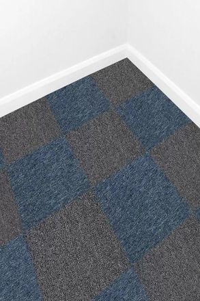 MonsterShop 40 x Carpet Tiles 10m2 Storm Blue & Charcoal Black