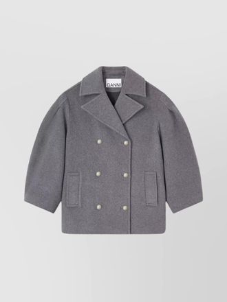 Ganni cashmere blend double breasted midi coat