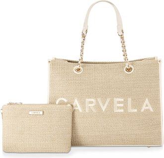 Carvela Womens Sorrento Raffia Tote Bag - Beige Fabric - One Size