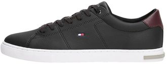 Tommy Hilfiger Mens Essential Leather Detail Vulcanised Trainers, Black (Black), 10.5