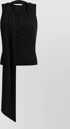 Ami sleeveless lavalliere-neck top