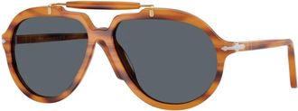 Persol Senna Blauwe Lens Zonnebril - Dames - Zonnebrillen - Bruin - 57 MM - Accessoires