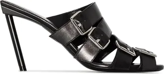 Balenciaga strappy buckled 80mm mules - women - Leather/Leather/Sheepskin - 37 - Black