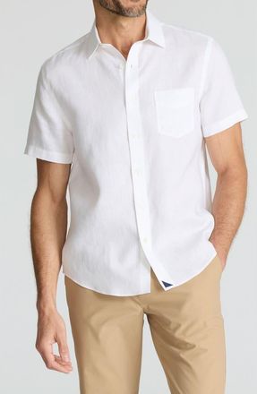 UNTUCKit Cameron Solid Wrinkle Resistant Linen Button-Up Shirt in White at Nordstrom, Size Xxx-Large R