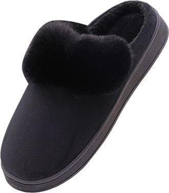 Generic Fluffy Slippers Men, Slip On Fluffy House Shoes Winter Warm Slip On Soft Slippers Memory Foam Casual Slipper Cotton Comfortable Indoor Slipper Guest B