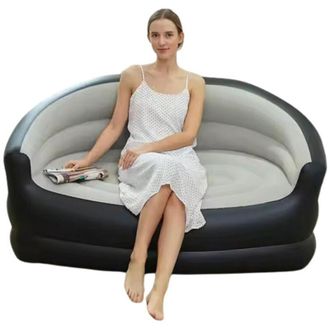 Trade Shop TrAdE Shop Traesio - Divano Gonfiabile A 2 Posti Comfort Portatile Con Schienale Braccioli Per Interno Esterno