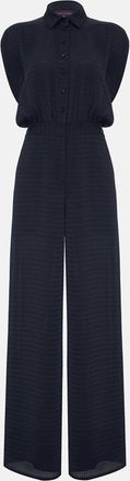 Talbot Runhof Weave Sleeveless Jumpsuit In Blue Multi