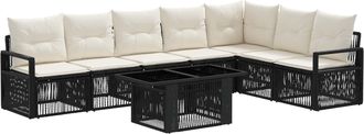 vidaXL Conjunto De Sof&aacute;s De Jard&iacute;n 8 Uds. Negro Y Blanco Crema Vidaxl