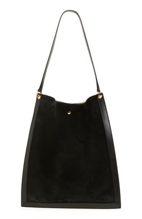Wandler Penny Tote Bag in Black Suede/Black 3298 at Nordstrom